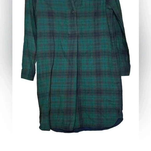 Madewell Tartan Plaid Dress Flannel Button Shirt Madewell  Green Navy small - Picture 4 of 7